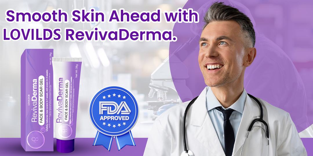 š„LOVILDSĀ® RevivaDerma Face & Body Scar Gel - Clinically proven to soften, flatten and fade surgical scars, acne marks, burns, keloids and trauma-related scars