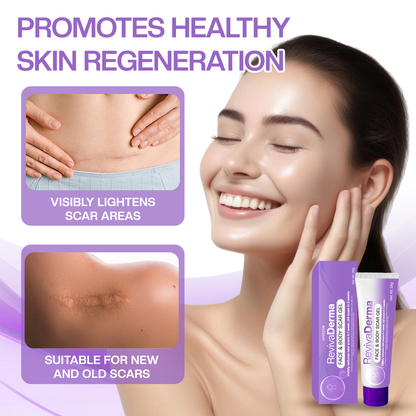 🔥LOVILDS® RevivaDerma Face & Body Scar Gel - Clinically proven to soften, flatten and fade surgical scars, acne marks, burns, keloids and trauma-related scars