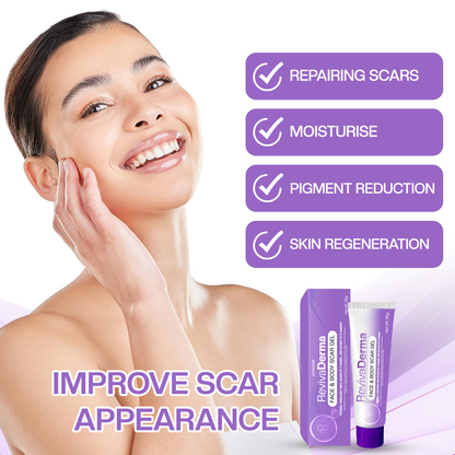 🔥LOVILDS® RevivaDerma Face & Body Scar Gel - Clinically proven to soften, flatten and fade surgical scars, acne marks, burns, keloids and trauma-related scars
