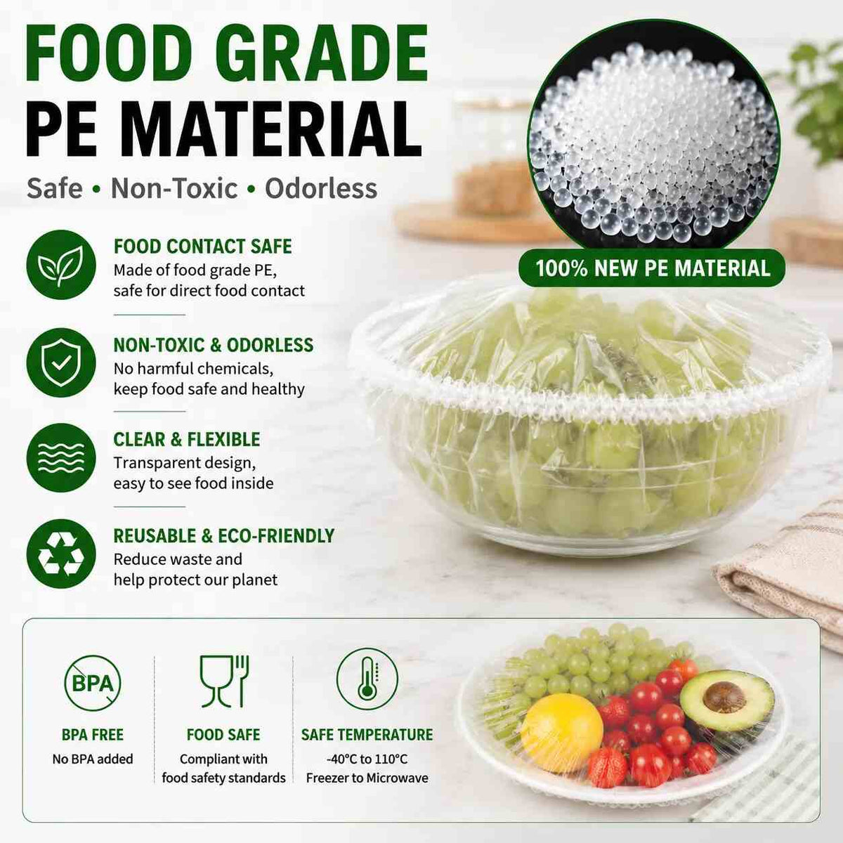 100-Piece Disposable Elastic Food Covers