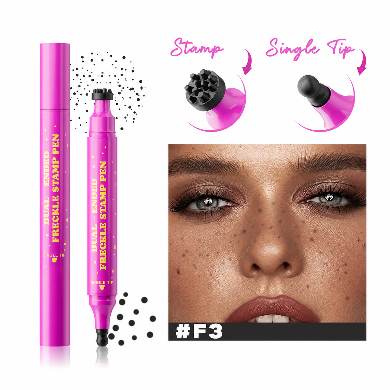 [Wuxpp Official] Waterproof Freckles Pen: Faux Freckle Stamp and Fine Tip Eyeliner for Realistic, Long-Lasting Freckles and Effortless Makeup, Perfect for Daily Wear and Cosplay