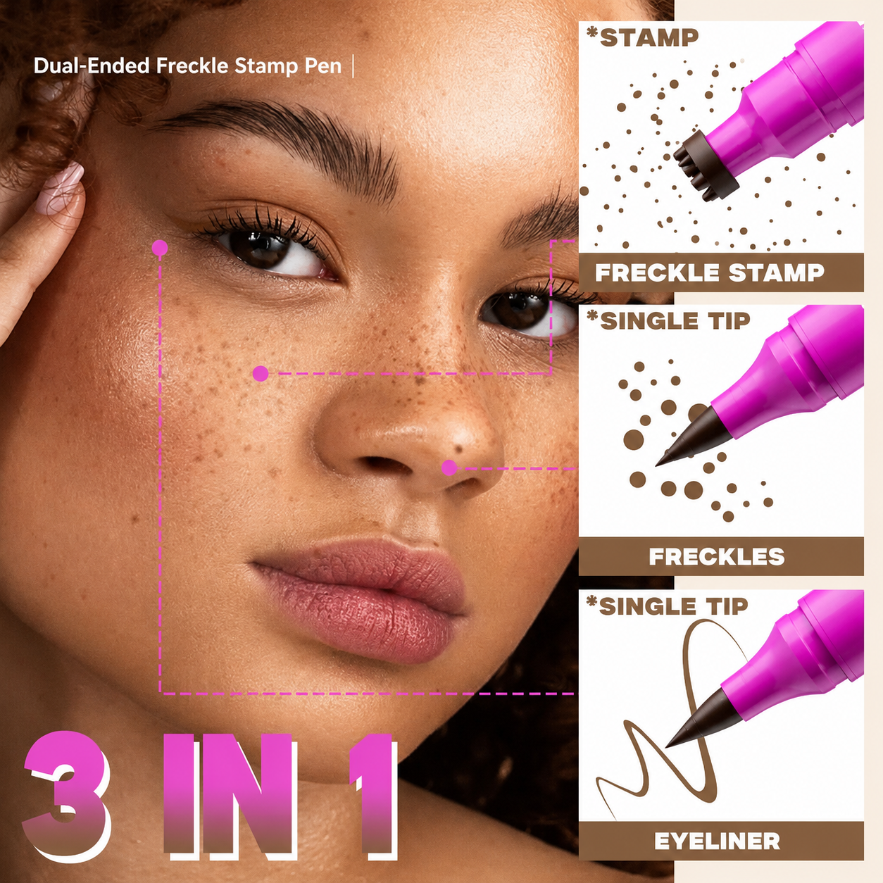 [Wuxpp Official] Waterproof Freckles Pen: Faux Freckle Stamp and Fine Tip Eyeliner for Realistic, Long-Lasting Freckles and Effortless Makeup, Perfect for Daily Wear and Cosplay